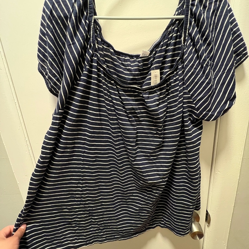 Striped Navy Blue Women's Top
